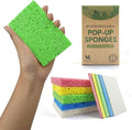 Compressed Cellulose Sponges - 16 Pack Natural Pop Up Dish Sponge for Kitchen - Compostable Plant-Based Cleaning Sponges Bulk – Non Scratch Natural Sponge for Dishes & Household Cleaning