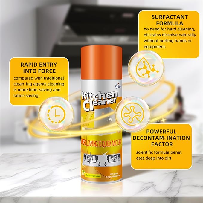 Liapu All Purpose Cleaner, Heavy Duty Degreaser Cleaner Spray, Lemongrass Scent Oven Cleaner Clean Up Kitchen Oil Stains Cleaning Tools For Stove Top & Induction Cooktop and Grill