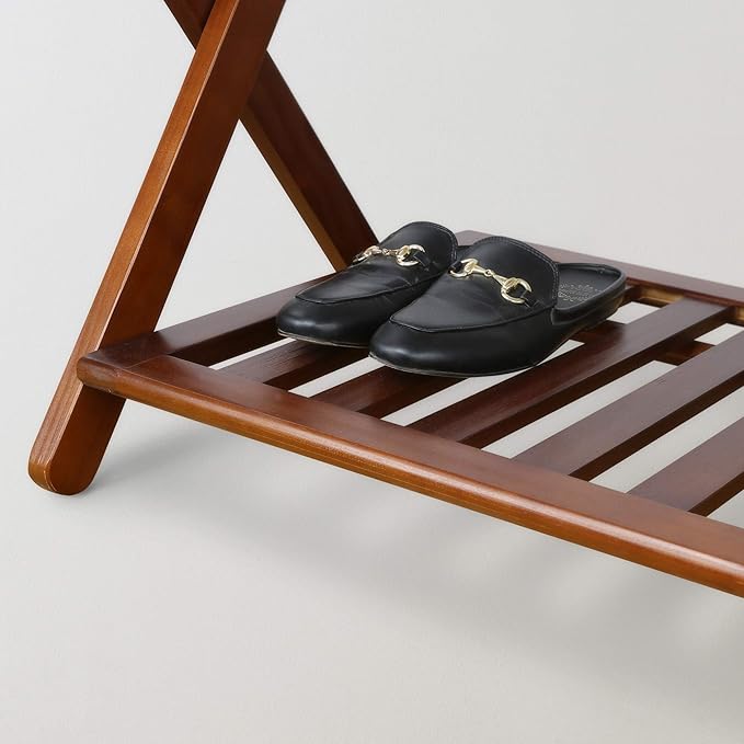 Casual Home Luggage Rack, Walnut, Solid Wood