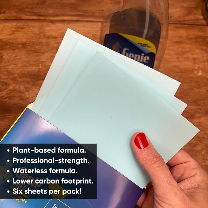 Genie Sheets All Purpose, Glass and Bathroom Cleaners Combo Pack | Concentrate Makes 6 24oz Bottles | Professional-Strength | Just Add Water | Eco-Friendly Plant-Based | 6 Sheets