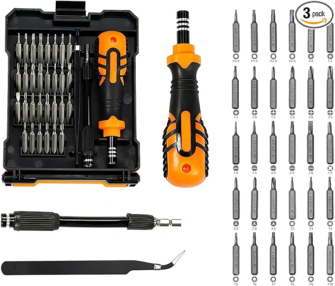 Small Screwdriver Set By JAKEMY, 33 in 1 Precision Screwdriver Kit, Magnetic Replaceable Screwdrivert Bits Repair Tool Kit Opening Tool and Tweezer for Phone Cellphone PC Electronics