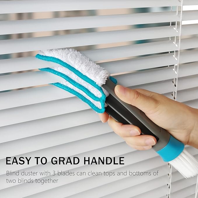 SetSail Blind Duster, Blind Cleaner Duster and Brush Kit with 3pcs Removable Microfiber Sleeves Groove Gap Cleaning Tool for Household Cleaning Window Cleaning Air Conditioner Cleaner