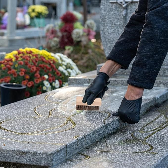 10 Pcs Headstone Cleaner Kit for Grave Cleaning Granite and Stone Daily Cleaner Includes Cloth Bristle Crevice Brush Scrub Brush Cleaning Sponge Disposable & Labor Protection Gloves Plastic Scraper