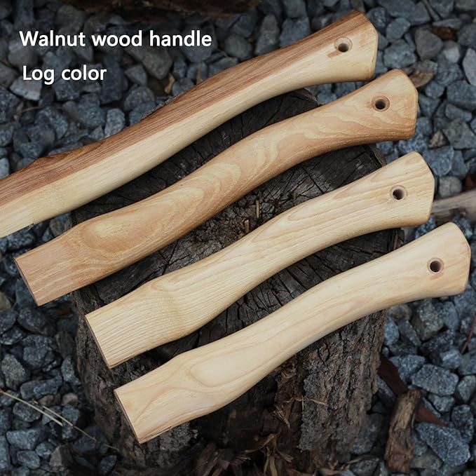 2 PCS Replacement Axe Handle for Camping Gardening Axe, 13in Hickory Hatchet Handle Replacement with Wooden and Steel Wedges Camping Essentials