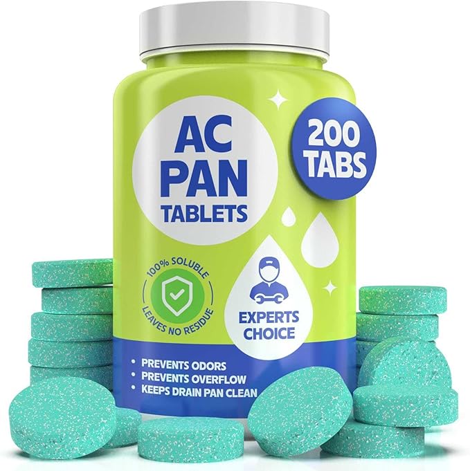 200 Tablets AC Drain Line Cleaner- No-Residue, Water-Soluble, Fast-Acting Pan Treatment for HVAC, Window Units, Mini-Splits, Dehumidifiers and Refrigerators System Maintenance