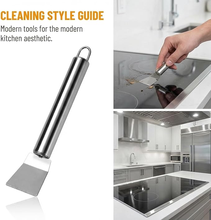2Pcs Stove Cleaning Brush And Scraper, Brass Wire Rust Cleaner Brushes Cooktop Scraper, Clean Kit For Pots, Pans, Kitchen, Tile, And Household