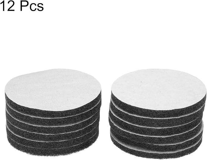 HARFINGTON 12pcs Scrubber Scouring Pads 800 Grits 5 Inch Drill Power Brush Hoop and Loop Surface Conditioning Disc Drill Scuffing Disc Scrub Pads for Home Kitchen Cleaning, Grey