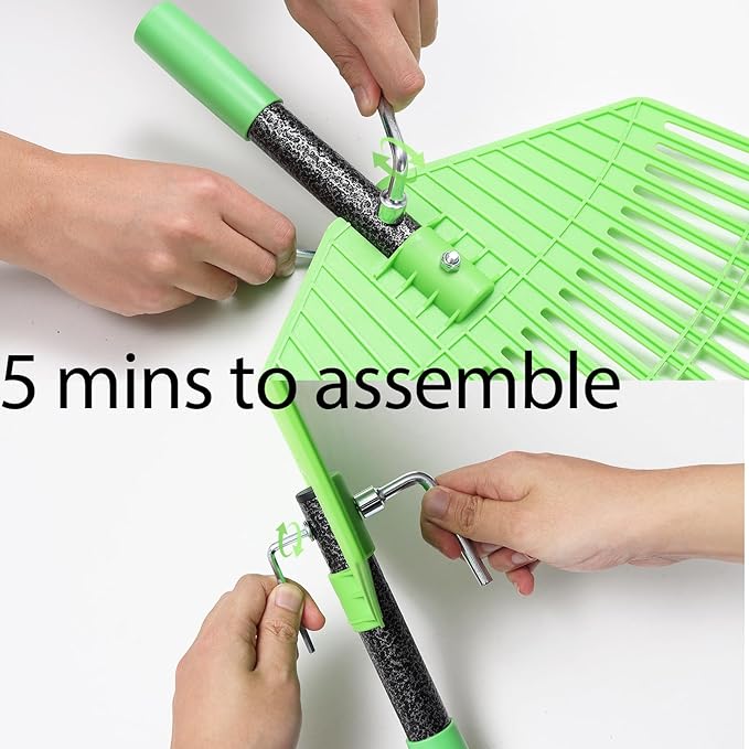Plastic Rake for Leaves, 23 Tines 16" Wide Plastic Lawn Gravel Shrub Leaf Rake for Leaves and Grass, Thatch Garden Rakes for Yard Heavy Duty Long Handle 35-65"
