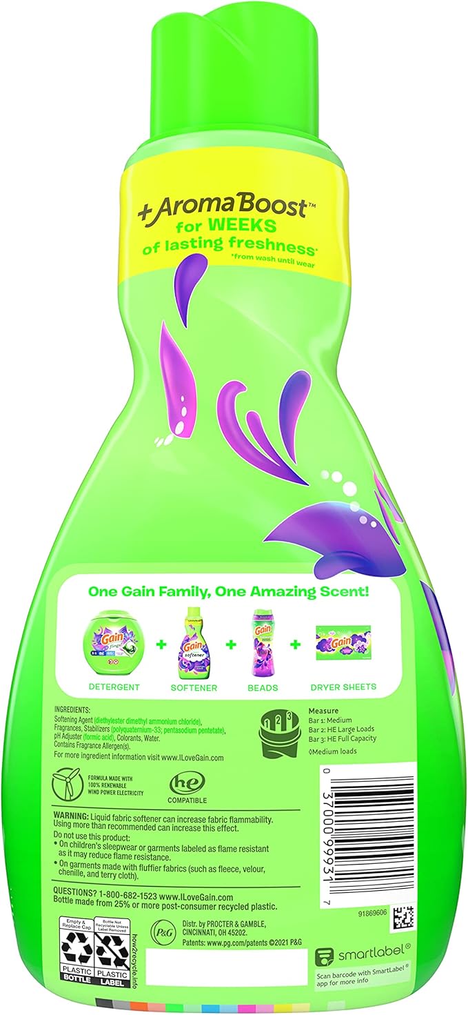 Gain Laundry Fabric Softener Liquid, Moonlight Breeze, Packaging May Vary, Total 192 Loads, 41 Fl Oz, Pack Of 4