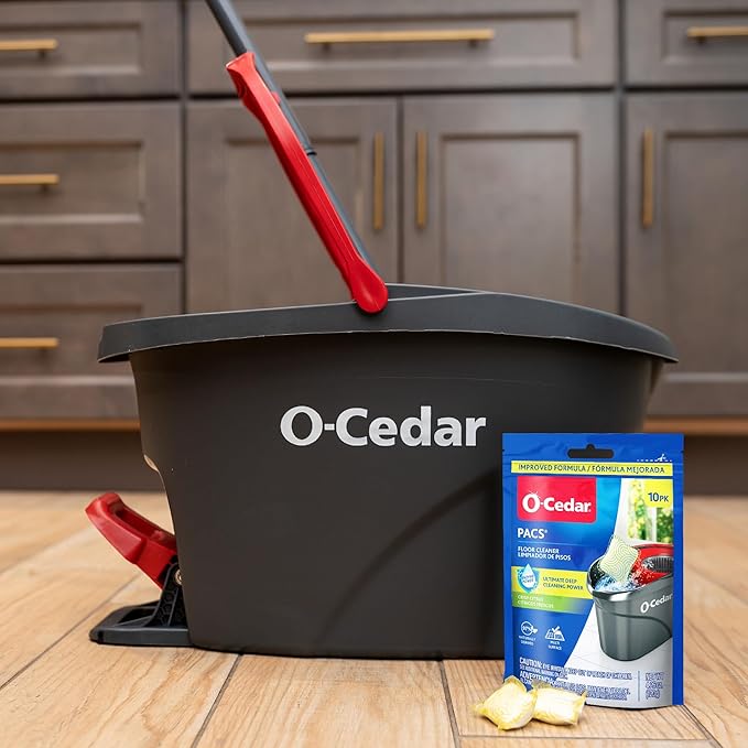 O-Cedar PACS Hard Floor Cleaner, Crisp Citrus Scent 10 Count (1-Pack) | Made with Naturally-Derived Ingredients | Safe to Use on All Hard Floors | Perfect for Mop Buckets