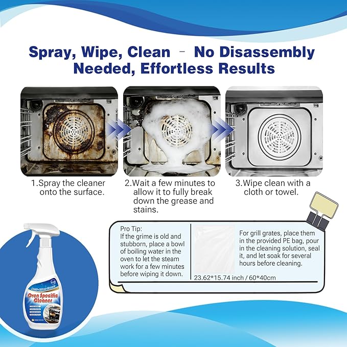 Snowlily Oven Rack & Grill Cleaner Spray, 16.9 Fl Oz, Multi-Purpose Heavy Duty Degreaser, Eliminates Thick Grease & Build-Up, Lemon Scent