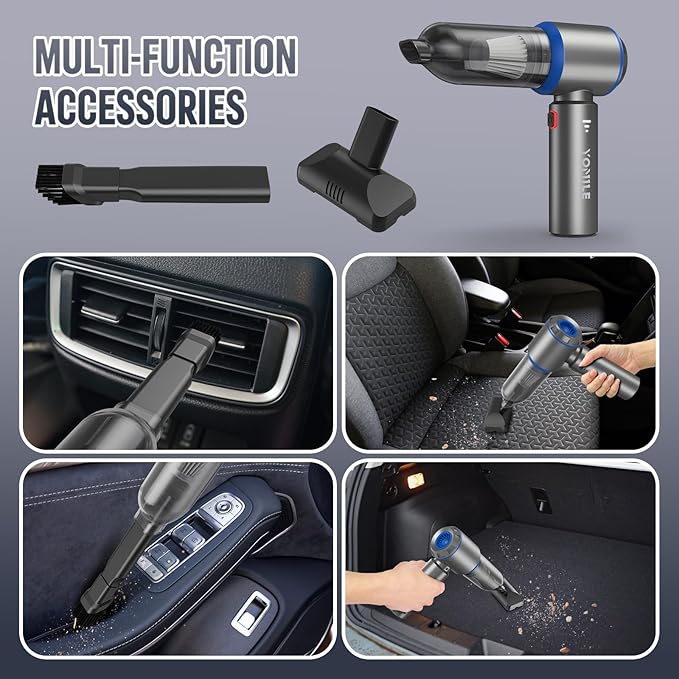 Compressed air Duster, Yomile 2 in 1 180000RPM Cordless Air Duster with Mini Car Vacuum, 9000mAh Battery Dust Blower for Keyboard Cleaner,Rechargeable Air Blower AIC Can for Office Computers