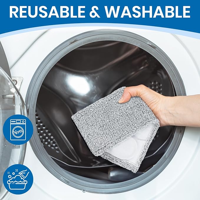 3 Pack Microfiber Mop Pads, Replacement Mop Cleaning Pads for Mop Bucket Set (ASIN:B0D7HCH1KS), Pack of 3 Refills 13inch - Grey