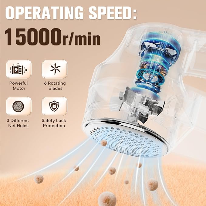 DBC Rechargeable Fabric Shaver,3-Speed Lint Remover for Clothes LED Display, 15000r/Min Powerful Motor, Large Shaving Head Lint Shaver for Clothes, 6-Leaf Blades, Lint Ball, Furniture, Fuzz