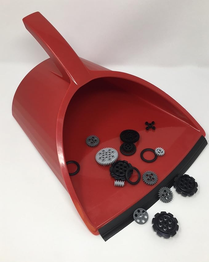 Handy Pan- RED - Large Capacity Recycled Plastic Heavy Duty Dust Pan! Made in USA! Great for Home, Shop, Garage, Waterproof, Stackable, Stands Upright. Unique Rubber Edge gets Debris in! Handypan