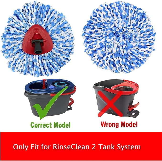 Spin Mop Replacement Heads Compatible with RinseClean 2 Tank Mop System,Microfiber Mop Refill Heads for Cleaning All Hard-surfaced Floor
