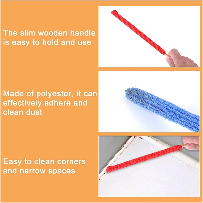 15 PCS Microfiber Detail Duster Sticks, Mini Duster Crevice Cleaning Tool Car Air Vent Cleaner for Home Air Vent Window The Smallest Spaces