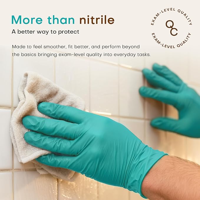 SUP Powder-Free Nitrile Gloves, 100 Count Food Safe Latex-Free Disposable Gloves for Medical Cooking Cleaning Food Prep, Teal