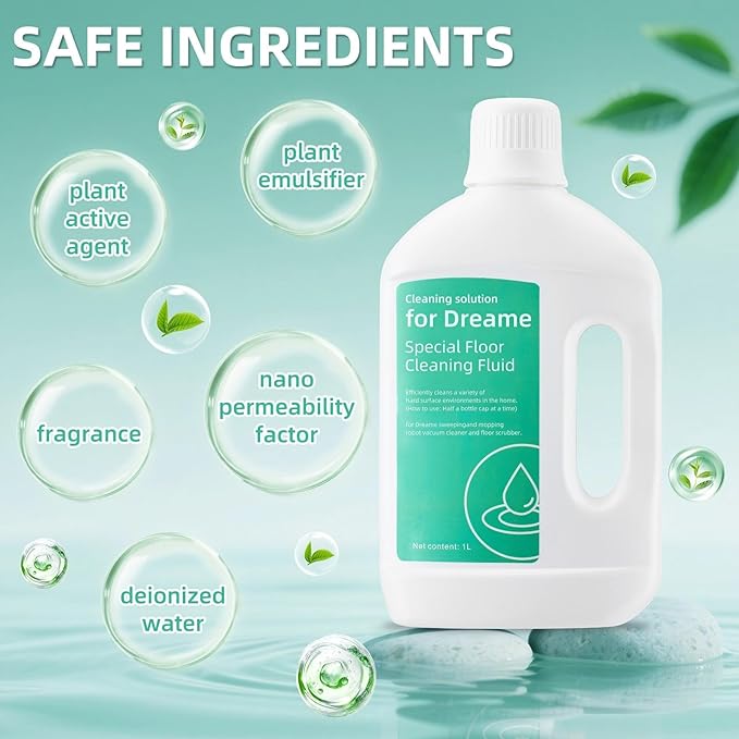 1000 ml Floor Cleaning Solution for Dreame L10 Ultra / L20 Ultra / L30 Ultra / L40 Ultra / L50 Ultra / X50 Ultra / X40 Ultra /X40 Master /X30 Ultra Series Vacuum Robot, Vacuum Cleaner Detergent Refill