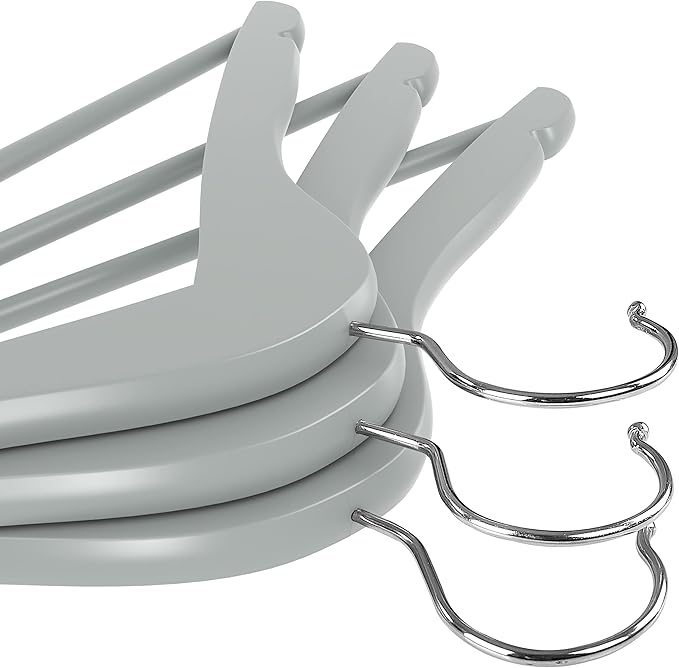 Utopia Home Premium Wooden Hangers 30 Pack - Durable & Slim Coat Hanger - Suit Hanger with 360-Degree Rotatable Hook - Wood Hangers with Shoulder Grooves (Grey Color)