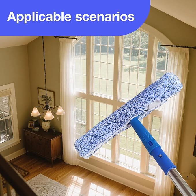 6 Pack 14" Microfiber Window Scrubber Refill Replacement Compatible with Unger 966540 Professional Scrubber Refill Sleeve, Reusable Squeegee Cloth Sleeve for MR.SIGA Professional Window Cleaning