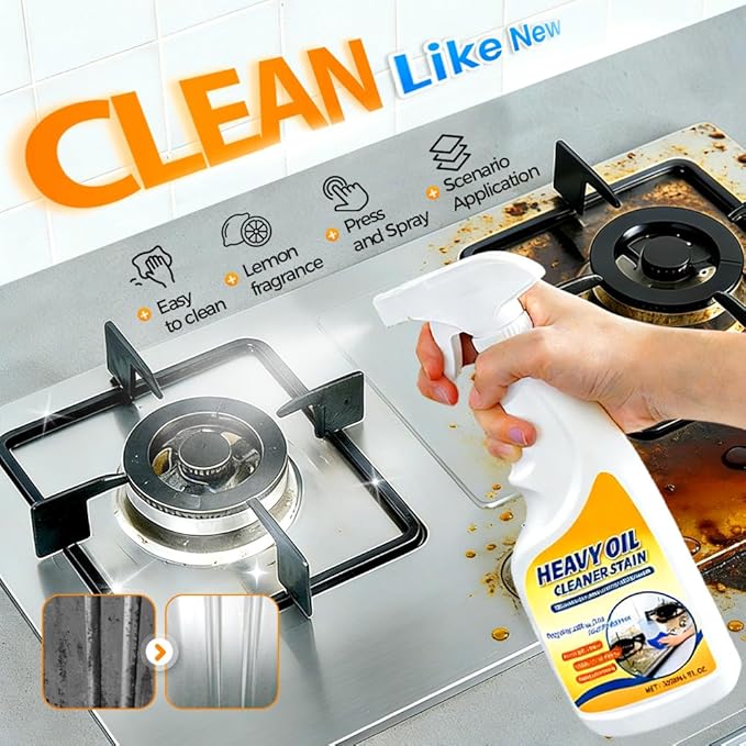 Heavy Oil Multi Purpose Cleaner Stain, 2026 Upgraded Clean Kitchen Oil Stains Spray, Electrolyzed Ion Kitchen Cleaner for Oven Stove Top Range Hood Sink (1 pack)