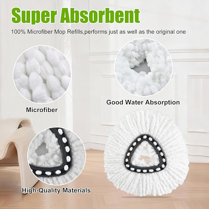 6 Pack Mop Heads Replacements for Oceda,Mop Replace Head for O Cedar Easywring 1 Tank System,Microfiber & Chenille Mopp Refills for Floor Cleaning,Dry/Wet Use,Machine Washable
