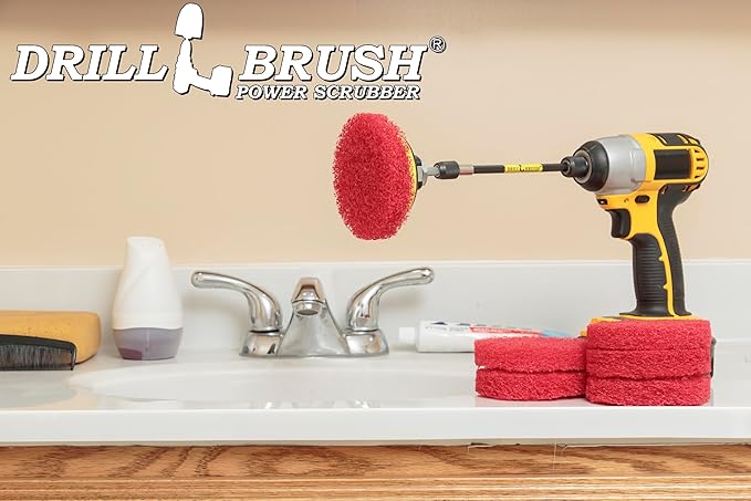Drill Scrubber - Drill Brush Power Scrubber Pads - Bathroom - Drill Pad Attachments - Cleaning Pads - Shower Door - Baseboard - Bathroom Sink - Shower Cleaner - Flooring - Hard Water Stain Remover
