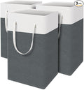 TasticTotes laundry basket 3-Pack, laundry hamper, Hamper with handles, collapsible laundry baskets, Waterproof dirty clothes hamper, Towel Storage for Home or Dorm, 88L-Grey