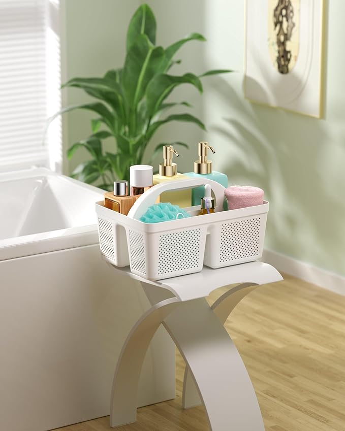 4 Pack Portable Shower Caddy, Integrated Handle, Reinforced Plastic, Organizer Storage Bathroom Supplies and Beauty Products, Cleaning Supplies, Shower Basket for Home, Dorm, Shelf and Cabinet