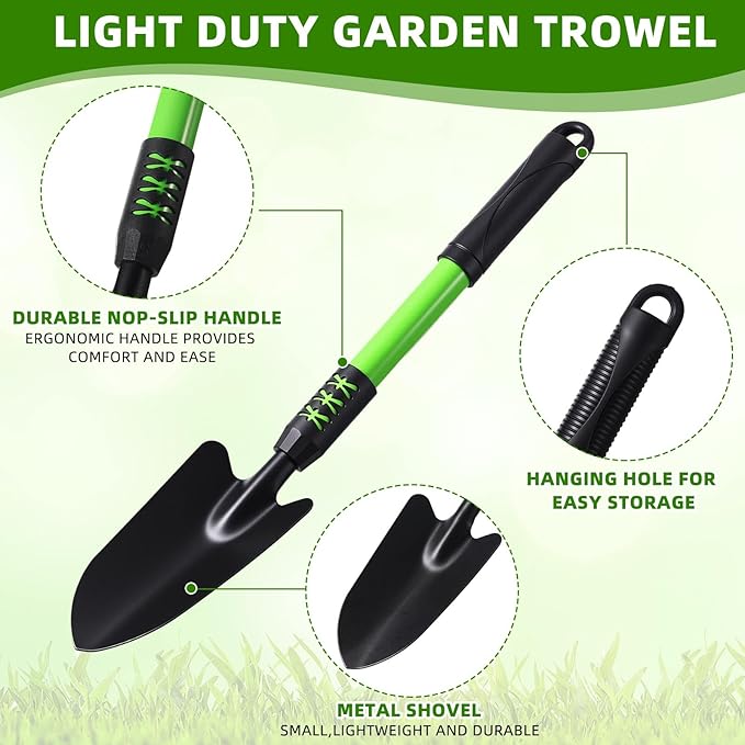 6 Pcs Garden Shovel Heavy Duty 16.93'' Long Handle Garden Hand Shovel Tool Extra Length Metal Hand Trowel Spade for Digging Planting Gardening Farm Lawn Yard Beach Home Shop