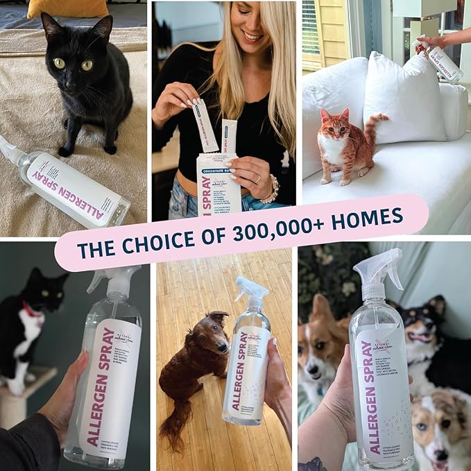 Allergen Spray, Pets, Dust Allergies & More, Air & Surface, Just Add Water, Bottle with One Refill, Over 64oz Total