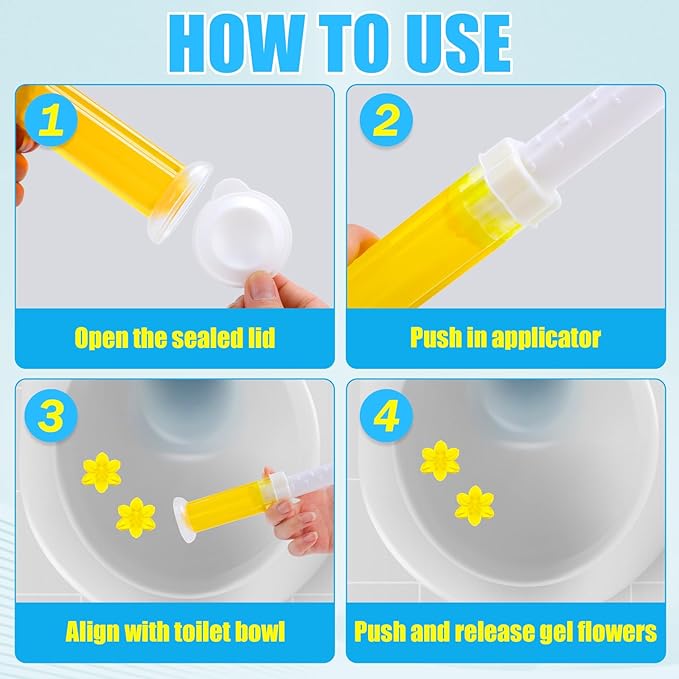 16 Pack Toilet Gel Stamp, 192 Stamps 8 Kinds Of Scent Toilet Bowl Cleaner Gel, Long-Lasting Flowers Shaped Bathroom Freshener, Keeps Toilet Fresh Fragrant and Clean