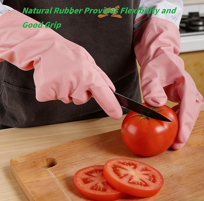 Dishwashing Cleaning Gloves Tear-Resistant Rubber Household Cleaning Gloves with Long Elastic Cuffs for Chores