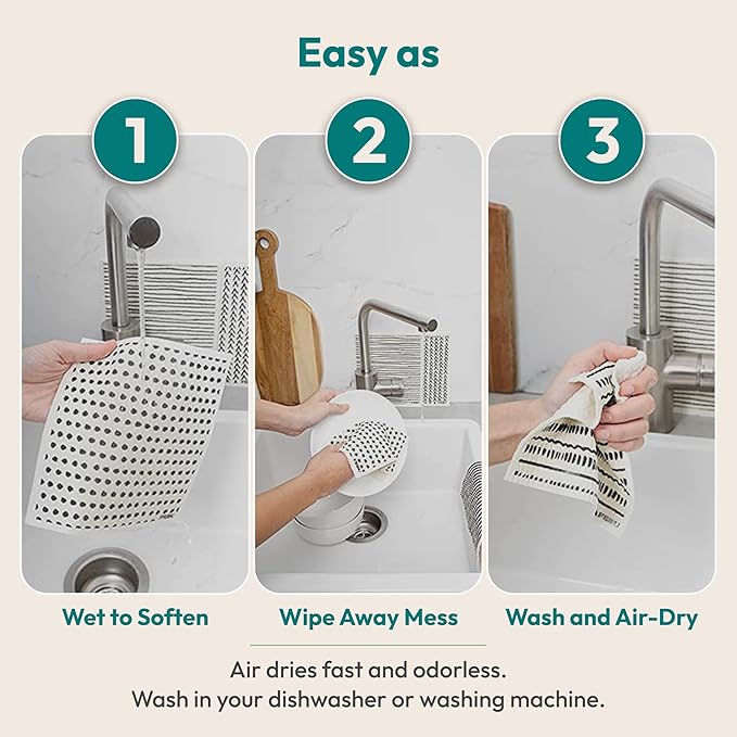 FEBU Swedish Dishcloths for Kitchen | 5 Pack Watercolor Reusable Paper Towels Washable | Swedish Dish Towels | Non-Scratch Cellulose Sponge Cloths | No Odor, Biodegradable Cleaning Cloths