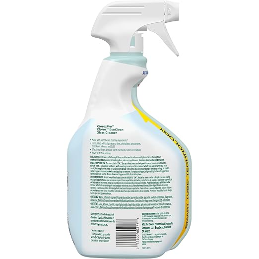 CloroxPro Clorox EcoClean Glass Cleaner Spray Bottle, 32 Fluid Ounces