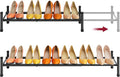 Tajsoon Expandable Shoe Rack for Closet 1 Tier, 28“-41“Adjustable & Stackable Shoe Shelf Storage, Metal Shoe Rack Organizer for Front Door Entrance, Closet, Garage, Entryway, Black