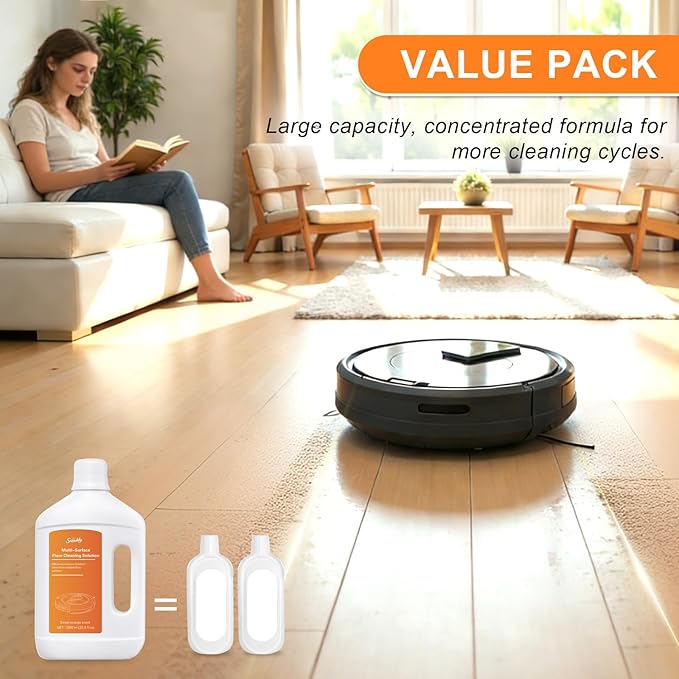 33.81 fl oz/1L Floor Cleaning Solution Compatible with Dreame Wet & Dry Vacuum, No residue & Pet-friendly, Household Floor Cleaners Suitable for Robot Vacuum Cleaners and Floor Mops, Sweet Orange