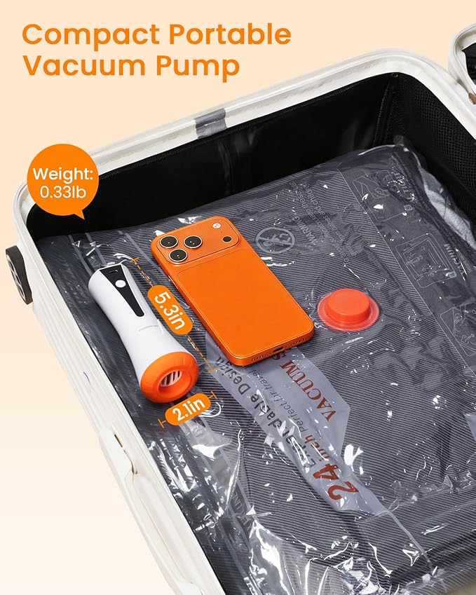Vacuum Seal Bags for Clothing Travel with Rechargeable Cordless Pump, 9 Pack Compression Space Saver Bags for Packing, Luggage and Seasonal Storage