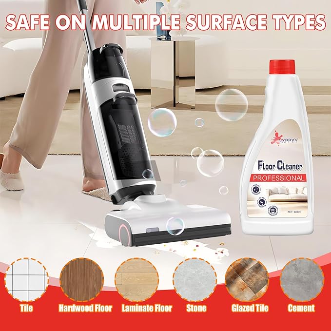 Floor Cleaning Solution Compatible with Roborock Q5/Q7/Q8/S7/S8/Qrevo Series, All Robot Vacuums & Wet Dry Vacuum, Floor Cleaner for Mopping, 2 Bottle Floor Cleaner Refill
