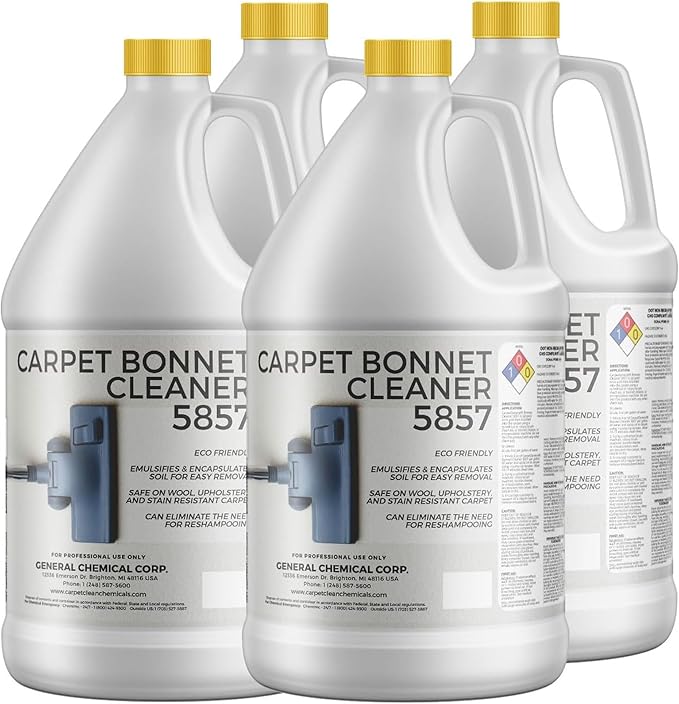 Bonnet Cleaner 5857 - Heavy Duty Shampoo Carpet Freshener Solution for Machine - Fast Drying & Pet Safe Carpet Shampoo for Rotary Cleaners, Commercial, & Industrial Use - Case