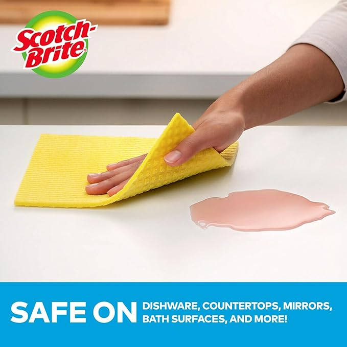 Scotch-Brite Reusable Sponge Cloths (2-Pack) – Highly Absorbent, Washable Multi-Purpose Cleaning Cloths