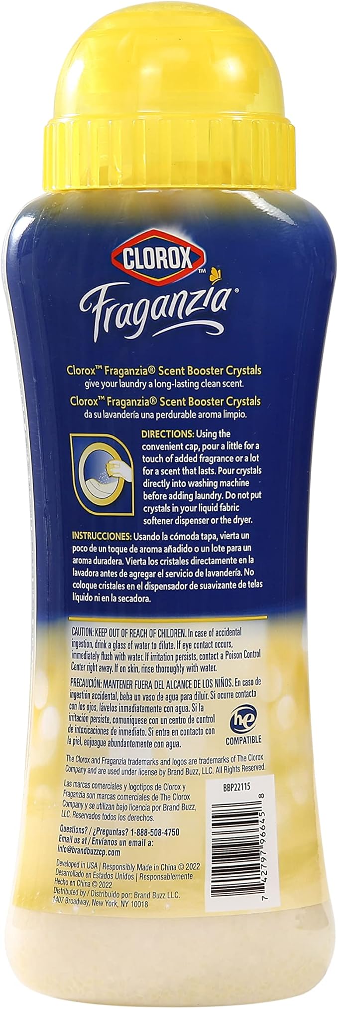 Clorox Fraganzia Laundry Scent Booster Crystals,In-Wash Fragrance Beads for Fresh-Smelling Clothes & Linens,Safe for All Fabrics & Colors,Easy-Pour Bottle,Vanilla Scent,18 Oz,(Pack of 4)