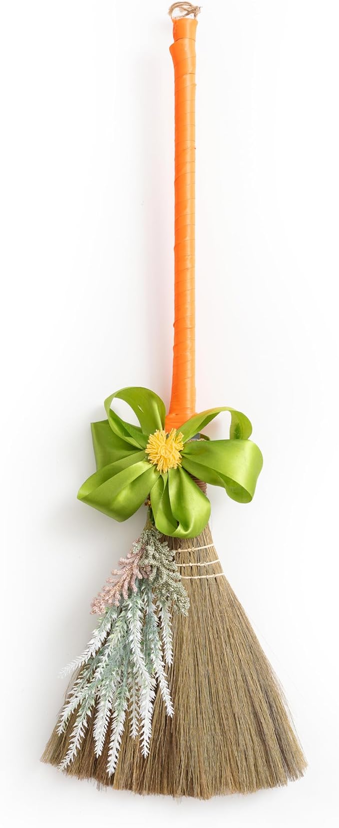 Natural Whisk Sweeping Hand Handle Broom - Vietnamese Straw Soft Broom for Cleaning Dustpan Indoor - Outdoor - Decorative Brooms - Wooden Handle - 9.84'' Width, 27.55" Length