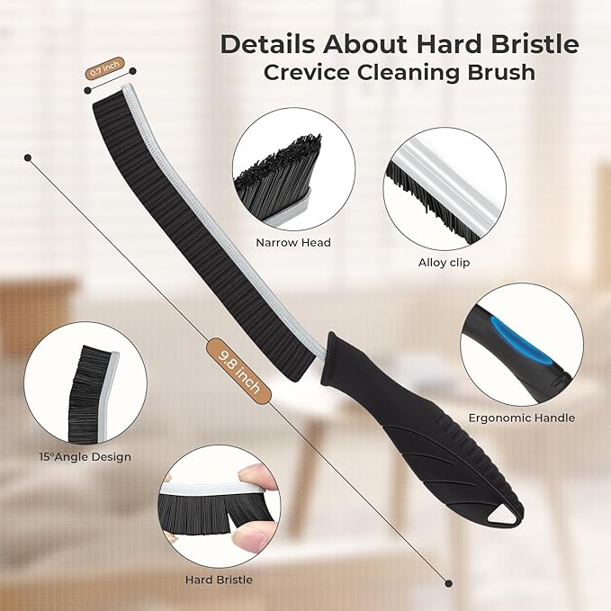 Cleaning Brush-Hard Crevice Cleaning Brushes, Multifunctional Window Groove Brushes, Grout Brush, Cleaning Tool for Bathroom, Kitchen, Toilet, Tile, Sink, Home (6, Green)