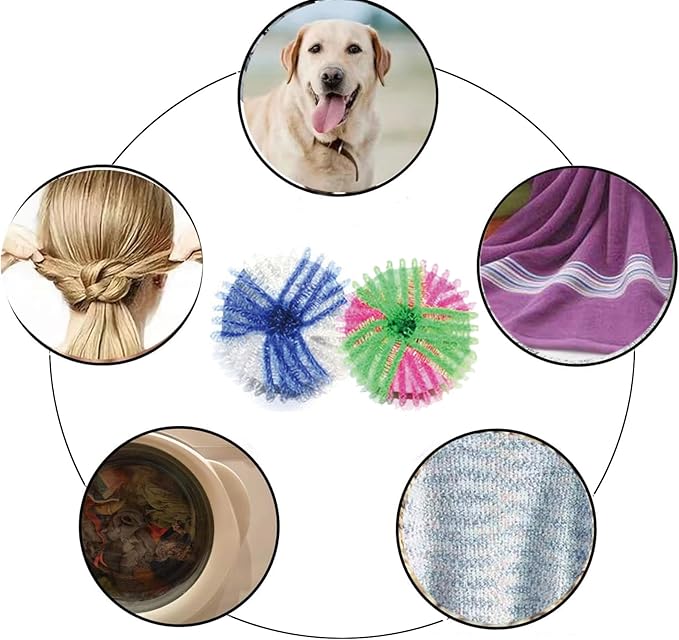 6Pcs Reusable Dryer Balls and 4pcs PeT Hair Remover Laundry Dryer Ball Set, Prevent Entanglement Laundry Balls for Laundry Room Washer