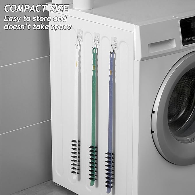 3 Pack Washing Machine Cleaning Brush, Crevice Brush of Drum Washing Machine, Home Essentials Cleaning Brush, Long Coil Brush Washing Machine Brush Stiff Bristle Cleaning Tool (3Pcs Gray)