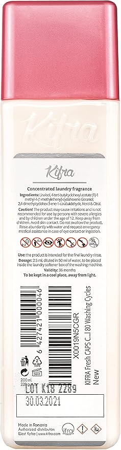 KIFRA FRESH CAPS Concentrated Laundry Fragrance 6.76 Fl Oz 200ml 80 Washing Cycles