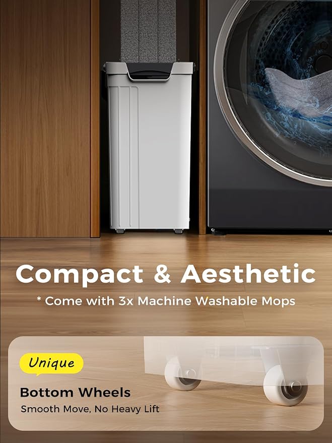 Mop and Bucket Set | Auto-Spray Cleaning | Dirty Water Separation Keep Water Fresh | Flat Mop & Bucket with Scraper | 3X Washable Pads | Mops for Floor Cleaning All Floors Tile Wall Window