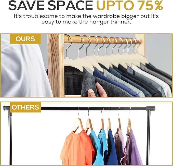 Techzoo Premium Velvet Hangers 30 Pack Ultra Thin Non Slip Adult Felt Space Saving Suit Hanger for Closet Heavy Duty Coat Pants Jackets Dress Hangers 360° Swivel Hook Hold Upto 10 lbs Ivory